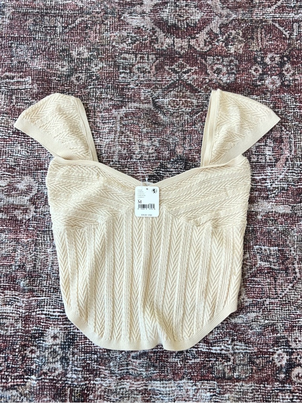 Free People Intimately Textured Sweetheart Cami in Ivory - NWT
